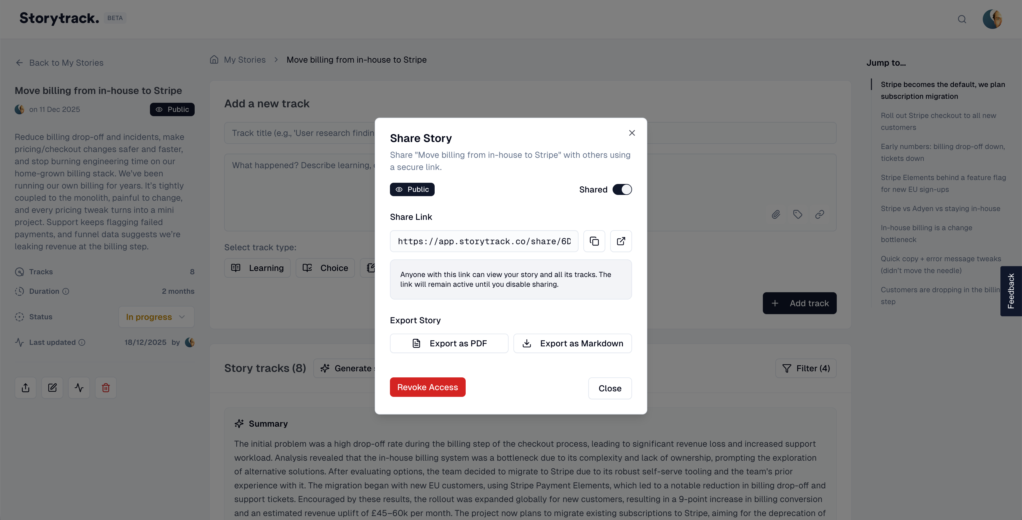 Live App: Share Modal